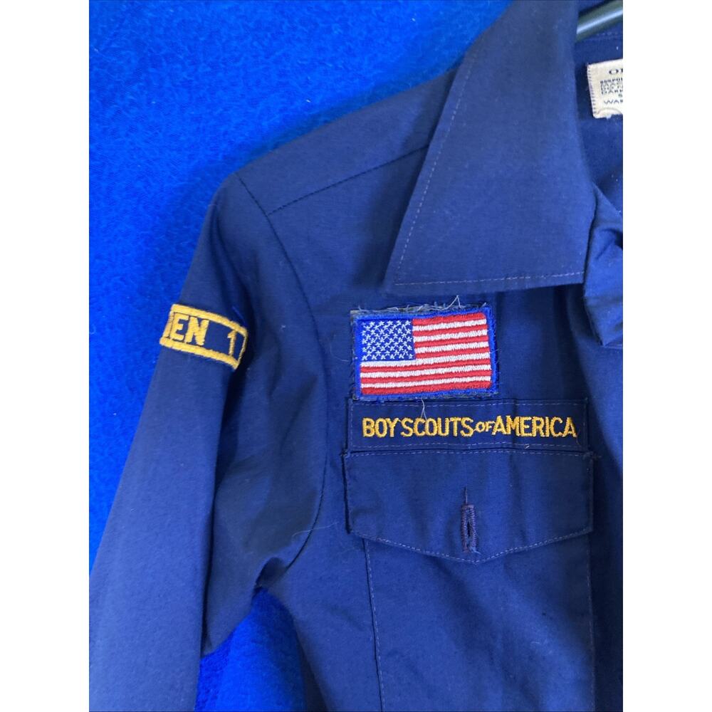 Vintage BSA Boy Scouts of America Cub Scout Uniform Shirt Blue Size 12 Patches - Picture 5 of 15